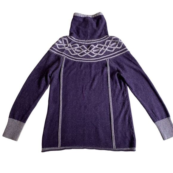 Eddie Bauer Purple Cowl Neck Fair Isle Sweater Sz M - Picture 5 of 10